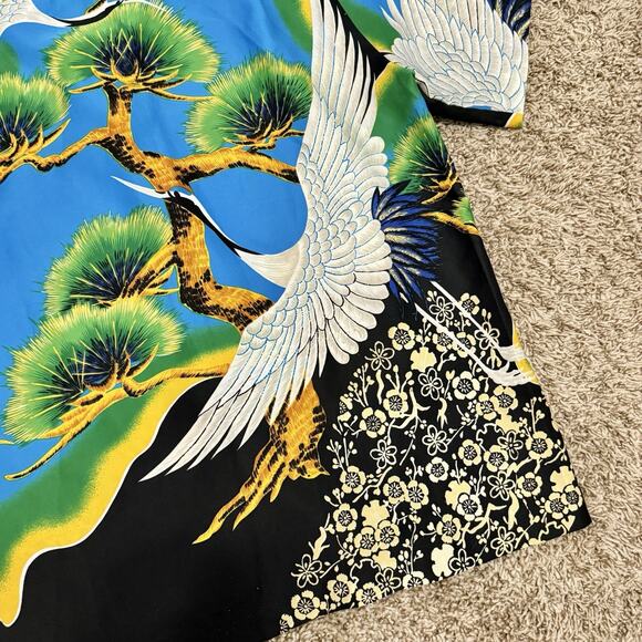 RARE Vintage 70’s Sears Hawaiian Japanese Cranes Button Up Camp Shirt Men Size L - Picture 8 of 10